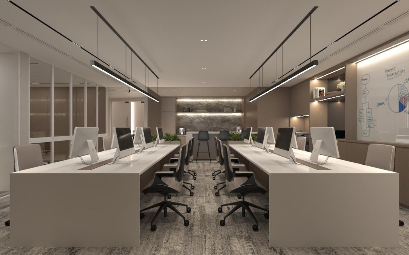 The Arden office suite open work area, fitted-out example: artist's impression