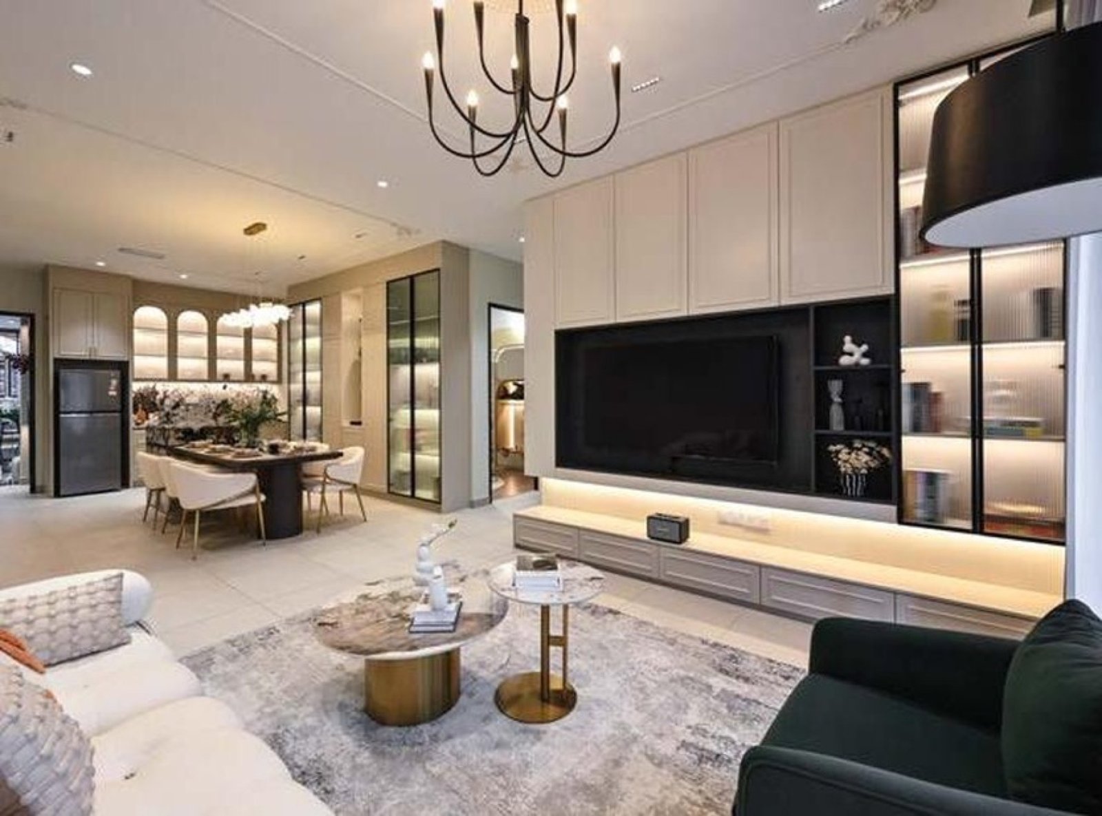 The Atas Residences living and dining room with show-unit furnishing: artist's impression