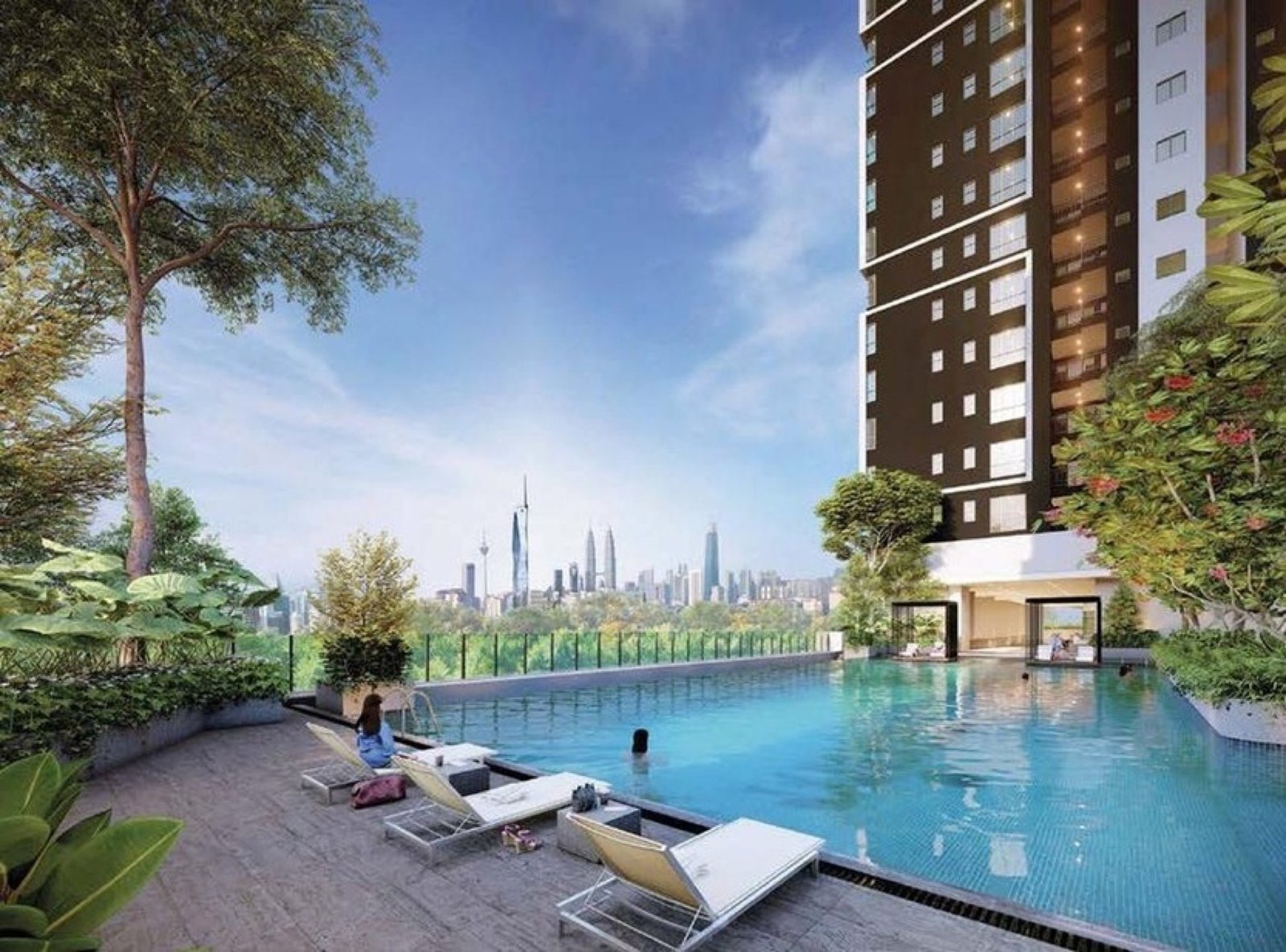 The Atas Residences swimming pool with city skyline view: artist's impression