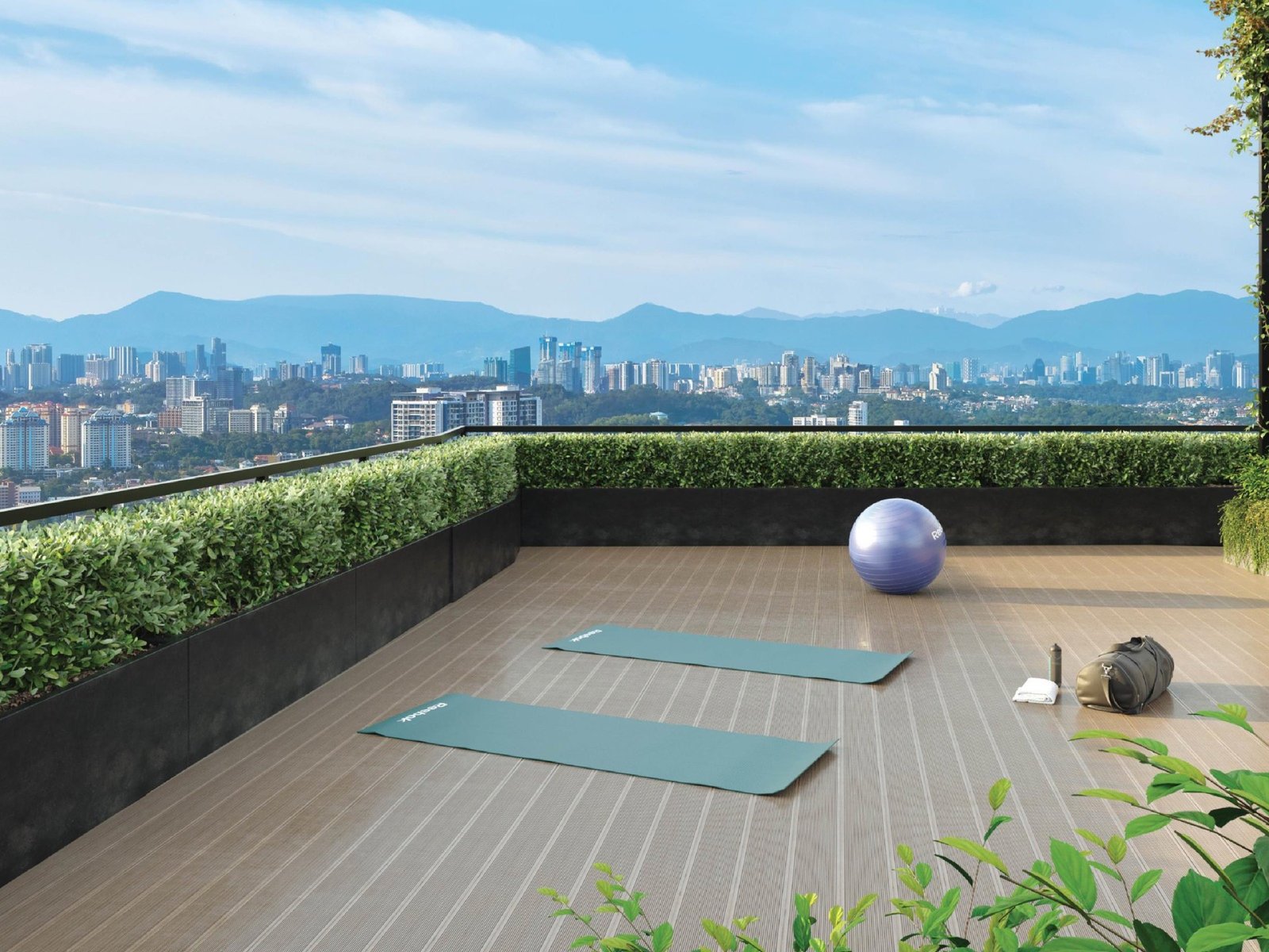 The Atera yoga deck with city view: artist's impression