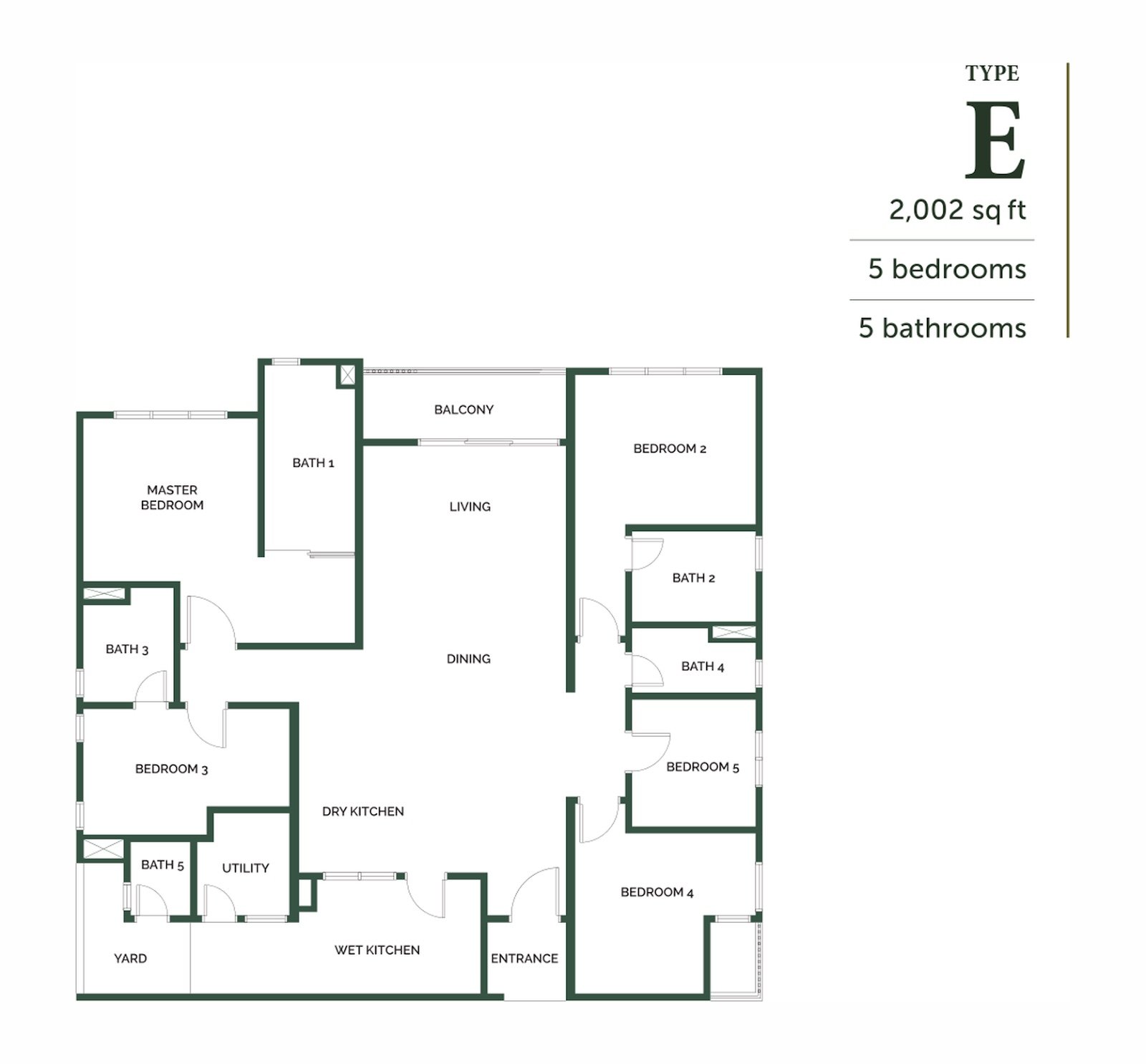 The Goodwood Residence Type E floor plan, 5 bedrooms, 2,002 sq ft
