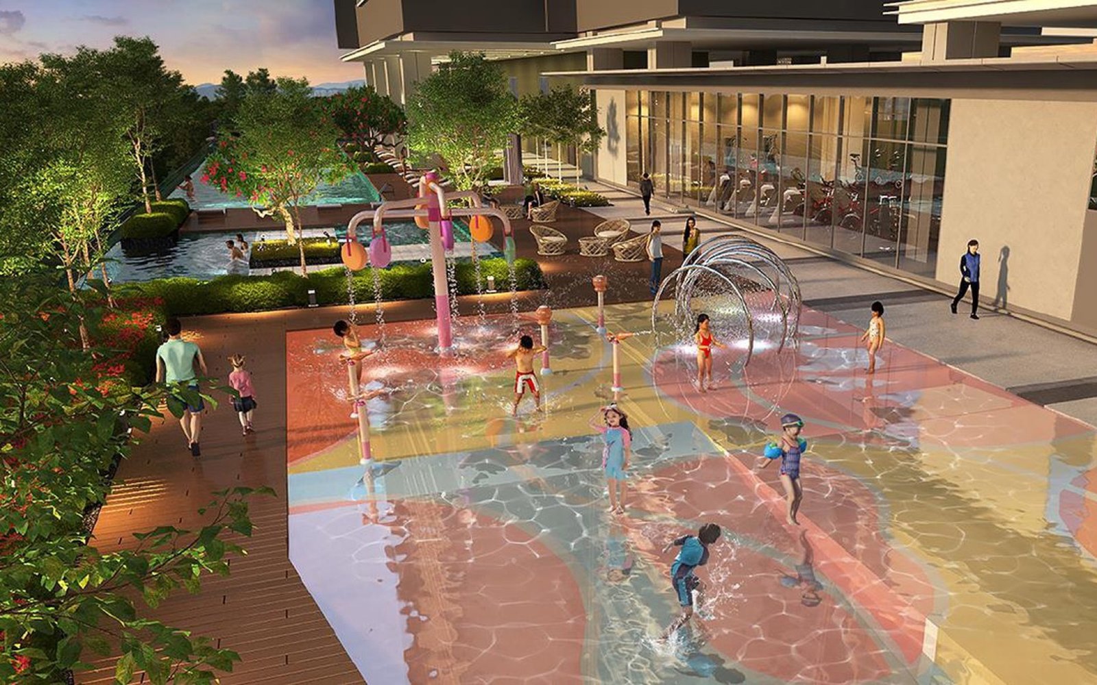 The Maple Residences kids' water play area: artist's impression