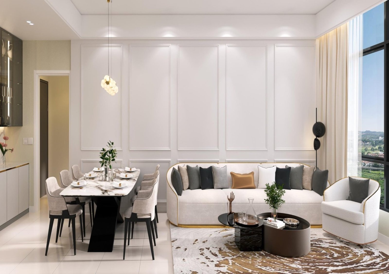 The Maple Residences living and dining area: artist's impression