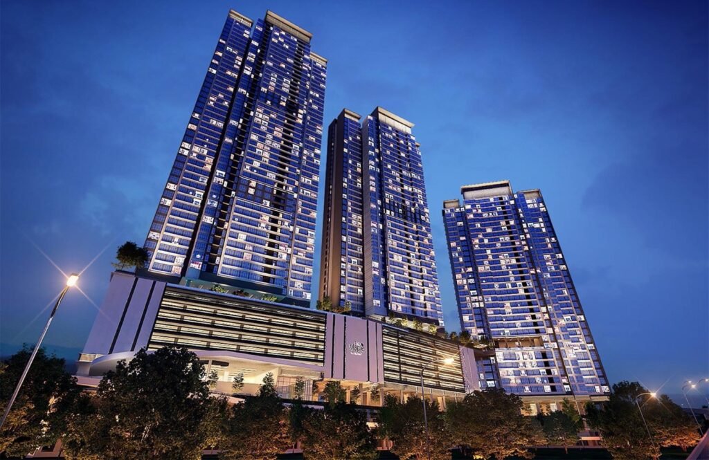 The Maple Residences, W City OUG: artist's impression of the three towers at night