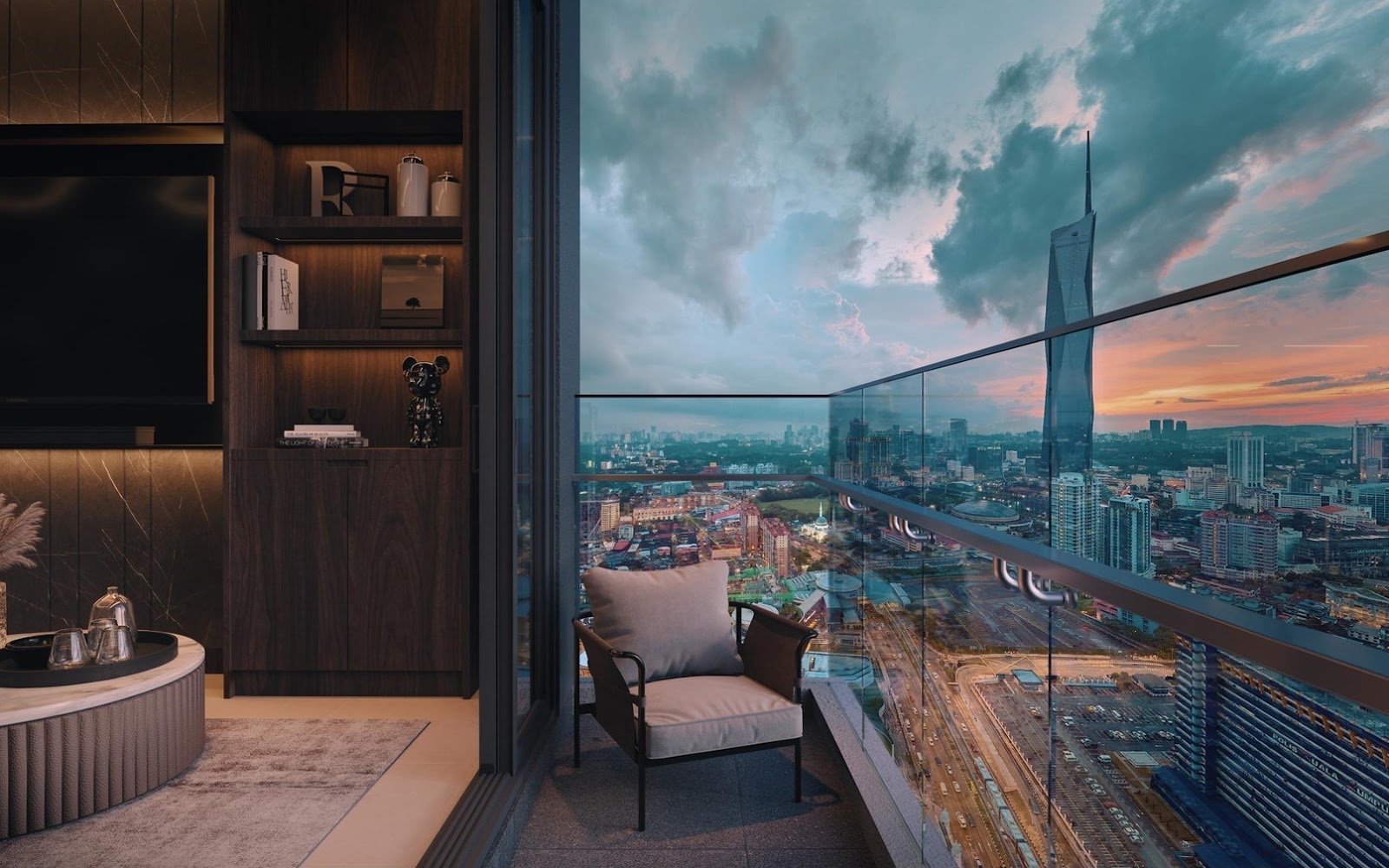 Times Square 2 balcony and living room: artist's impression