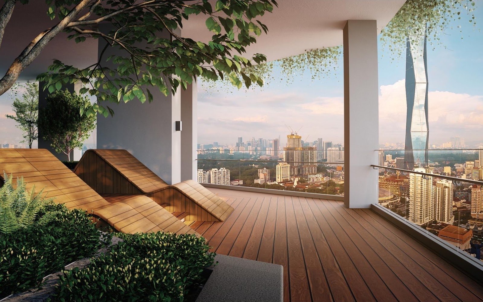 Times Square 2 viewing deck with timber loungers: artist's impression