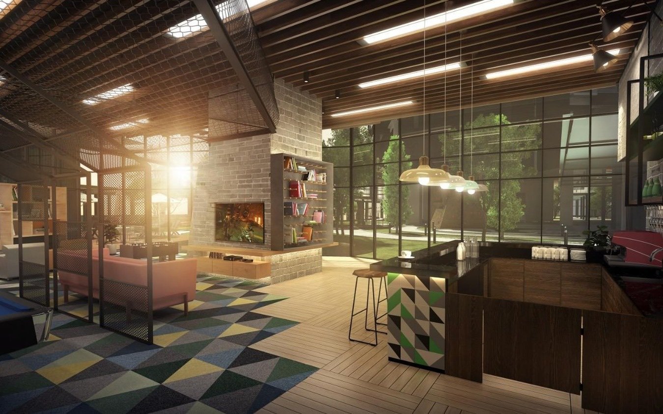 TRIA Seputeh clubhouse lounge with café counter: artist's impression