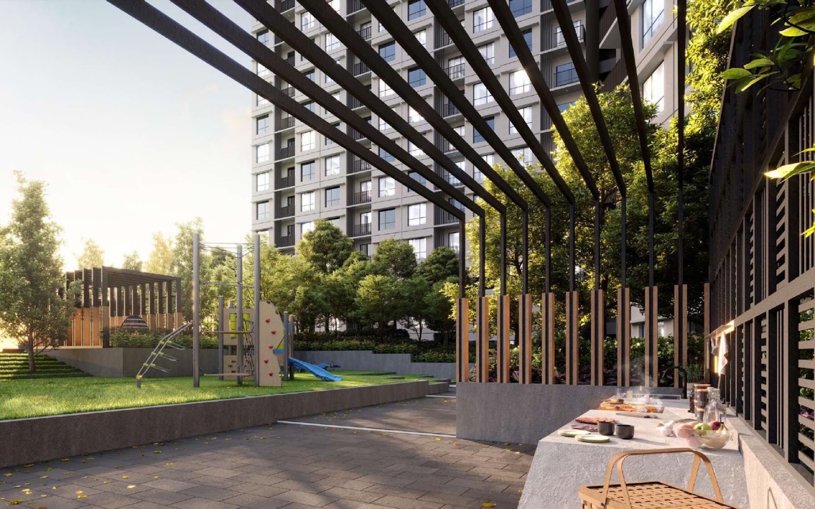 Tujuh Residences BBQ area and play area: artist's impression