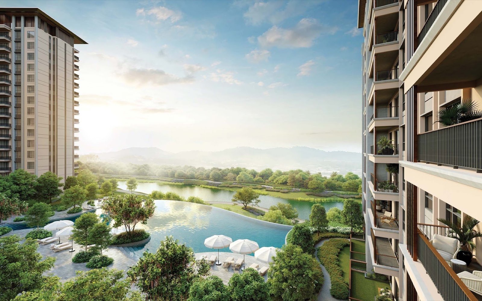 Zenia pond and landscape seen from a Condovilla: artist's impression